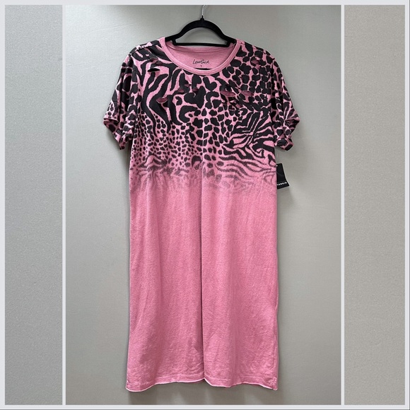 NWT! TORRID pink black leopard deconstructed dress, 1X. - Picture 5 of 9